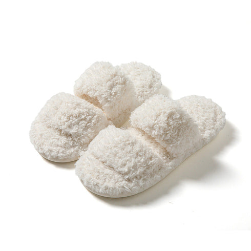 Double-Band Plush Lounge Slippers