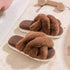 Plush Crisscross Open-Toe Slippers
