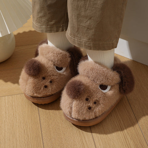 Puppy Face Fuzzy House Slippers