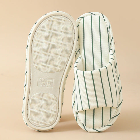Breezy Pinstripe Linen Home Slides
