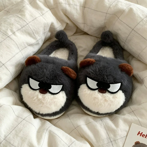 Sunglasses Puppy Face Plush Slippers
