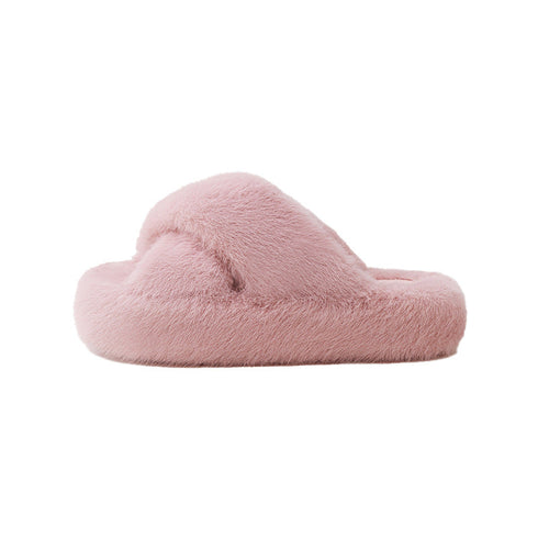 Fuzzy Platform Strap Slippers
