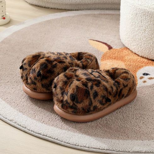 Furry Animal Paw Platform Slippers