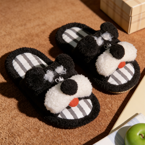 Schnauzer Pup Plush House Slippers