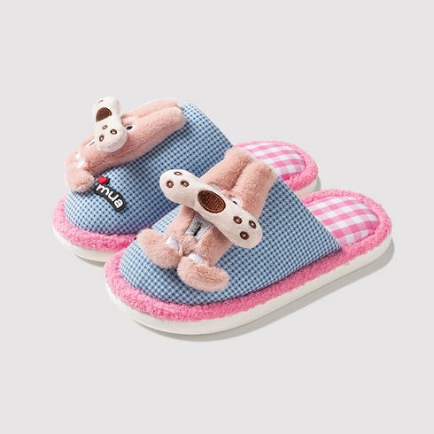 Funny Dog Checkered Warm Slippers