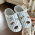Striped Puppy Embroidered House Slippers