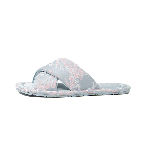Chic Jacquard Floral Cross Slides