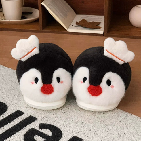Chubby Penguin Chef Fuzzy Slippers