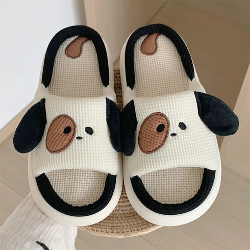 Floppy Ear Dog Linen Slides