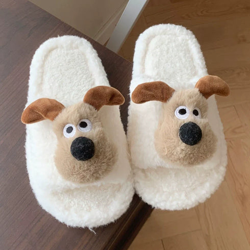 Doggo Face Fuzzy Home Slippers