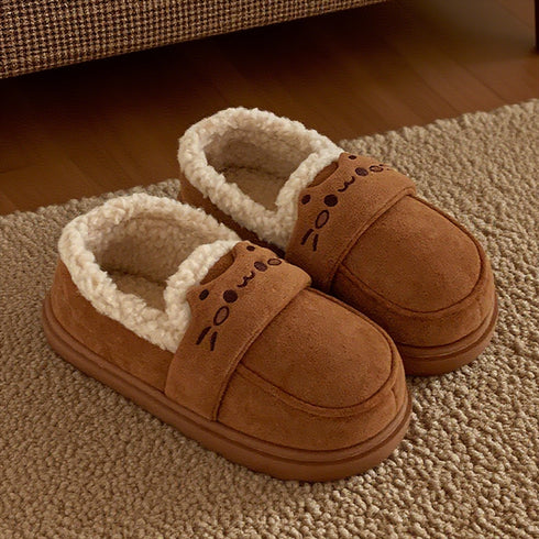 Cat Whisker Plush Platform Slippers