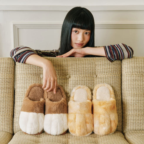 Plush Kitty Paw House Slippers