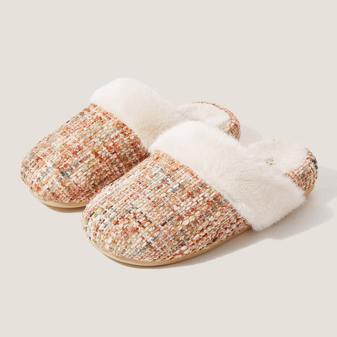 Boucle Trim Cozy Collar Slippers