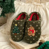 Gingerbread Tree Mismatch Fuzzy Slippers