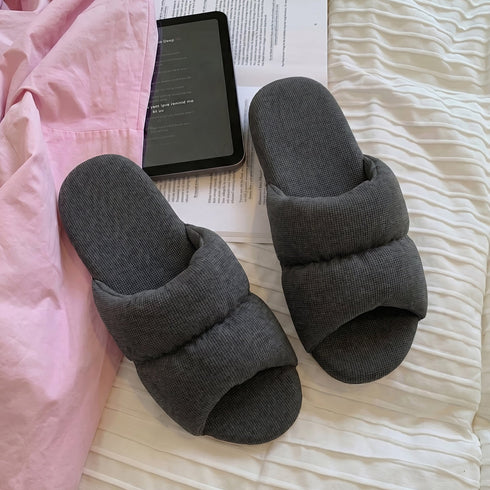 Puffy Waffle Open Toe Slides