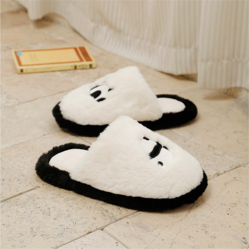 Plush Panda Face Warm Slippers