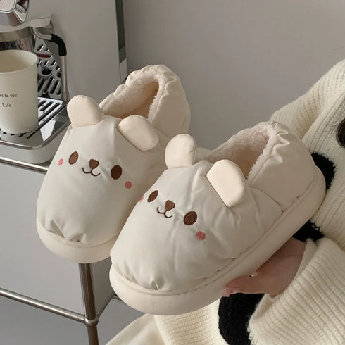 Bear Eared Puffer Home Slippers