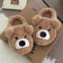 Fuzzy Teddy Bear Face Slippers