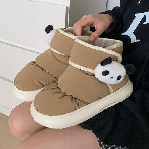 Panda Patch Puffy Winter Boots
