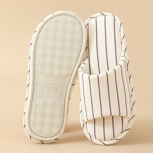 Breezy Pinstripe Linen Home Slides