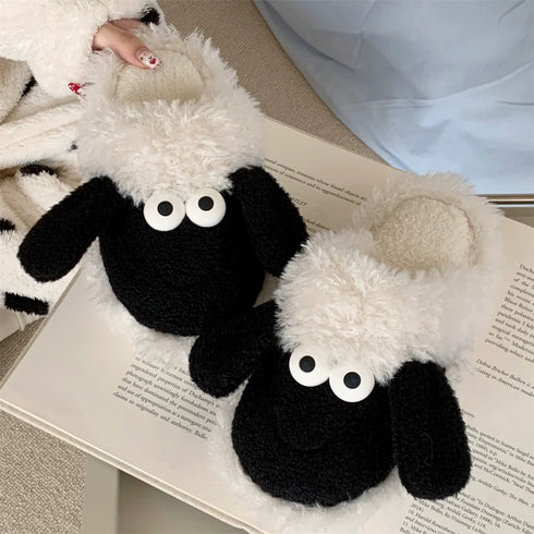 Fuzzy Sheep Character Plush Slippers
