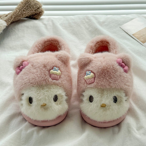Whiskered Kitty Plush Indoor Slippers