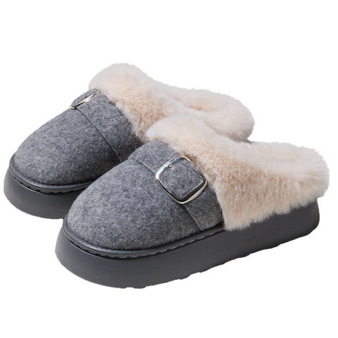 Fuzzy Buckle Platform Cozy Clogs
