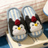 Striped Penguin Beanie Plush Slippers