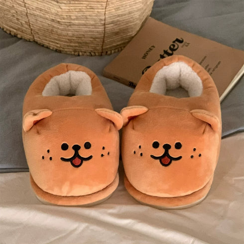 Fuzzy Puppy Face Warm Slippers