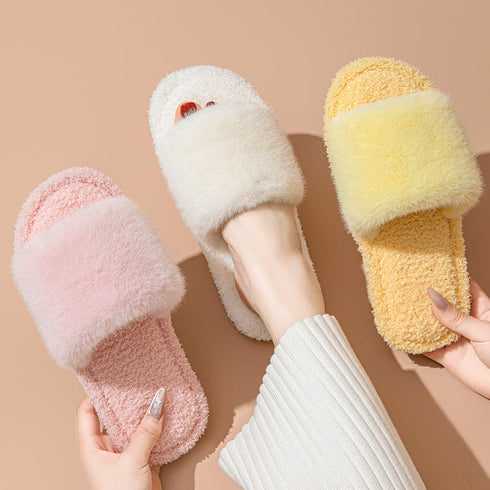 Fuzzy Strap Lounge Slippers