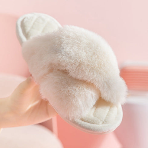 Fluffy Crisscross Quilted Slippers