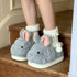 Fluffy Bunny Ear Platform Slippers