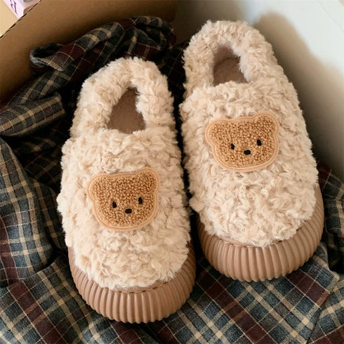 Teddy Patch Fuzzy Lounge Slippers