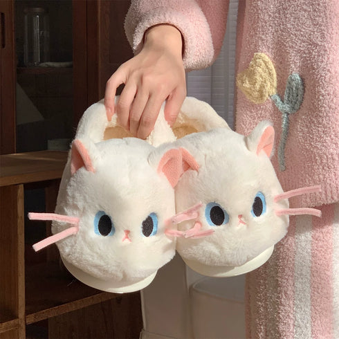 Whiskered Cat Plush slippers