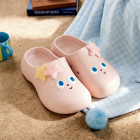 Whimsical Star Face Platform Clogs