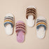 Striped Fuzzy Open-Toe Slippers