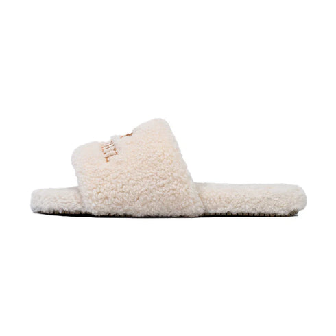 Fuzzy Crown Embroidered Lounge Slides