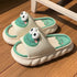Playful Frog Face Linen Slides