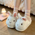 Fluffy Bunny Ear Platform Slippers
