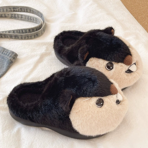 Playful Squirrel Fuzzy House Slippers