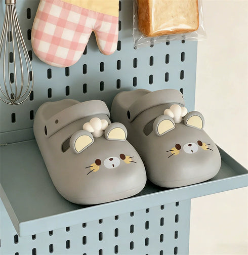 Whimsical Cartoon Mouse Platform Clogs