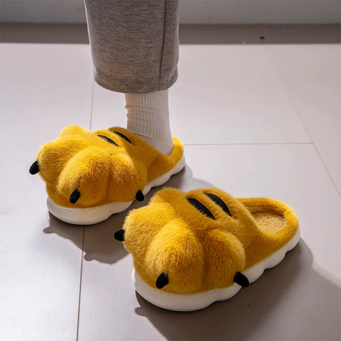 Fuzzy Tiger Paw Plush Slippers