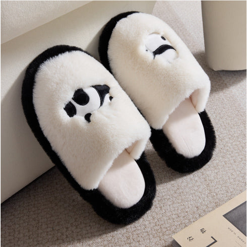Plush Panda Face Warm Slippers