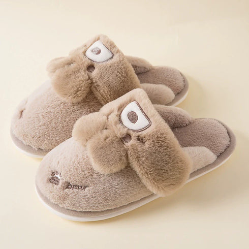 Fuzzy Bunny Ears House Slippers