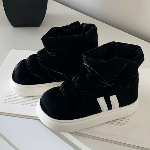 Glossy Padded Velcro Snow Boots