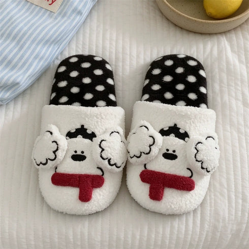 Puppy Face Polka Dot Slippers