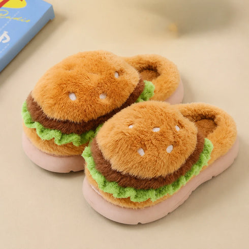 Novelty Plush Hamburger House Slippers