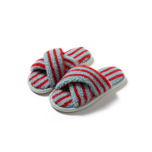Striped Cross Strap Slippers