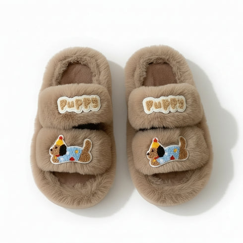 Puppy Patch Fuzzy Band Slippers