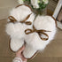 Ribbon Bow Fluffy House Slippers